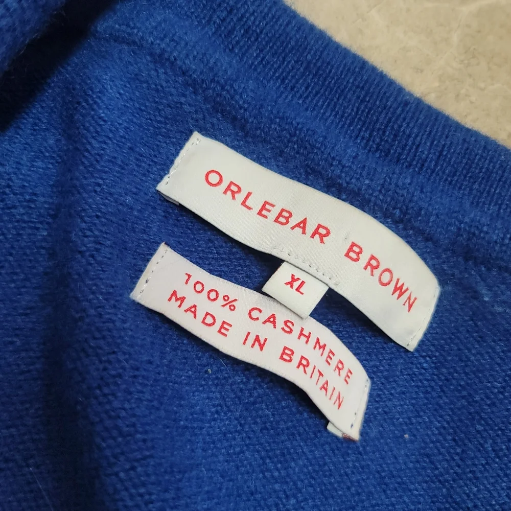 Orlabar Brown 100% cashmere collared sweater Royal Blue Ultra Soft Pullover - Picture 4 of 6